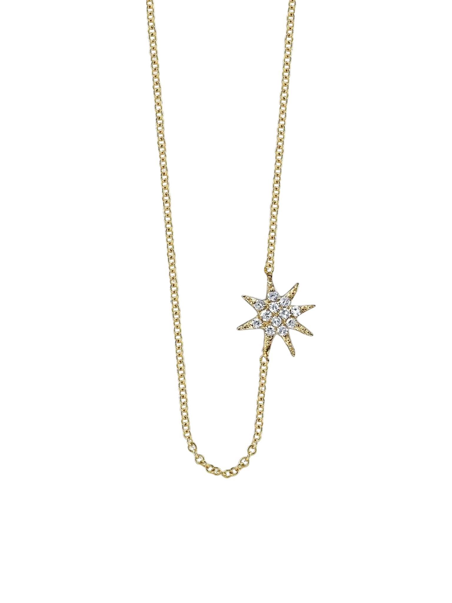 Single star necklace with white pavé diamonds